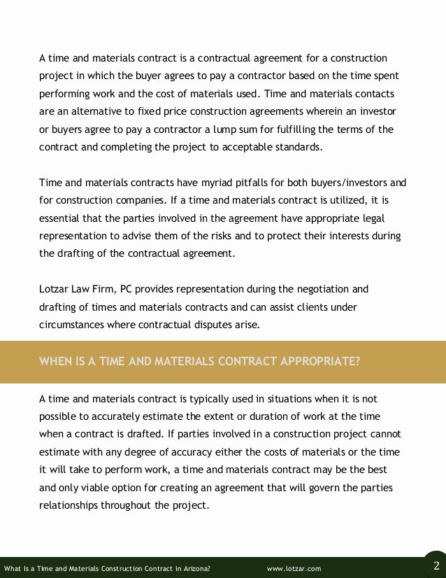 Time and Material Template Unique What is A Time and Materials Construction Contract In Arizona