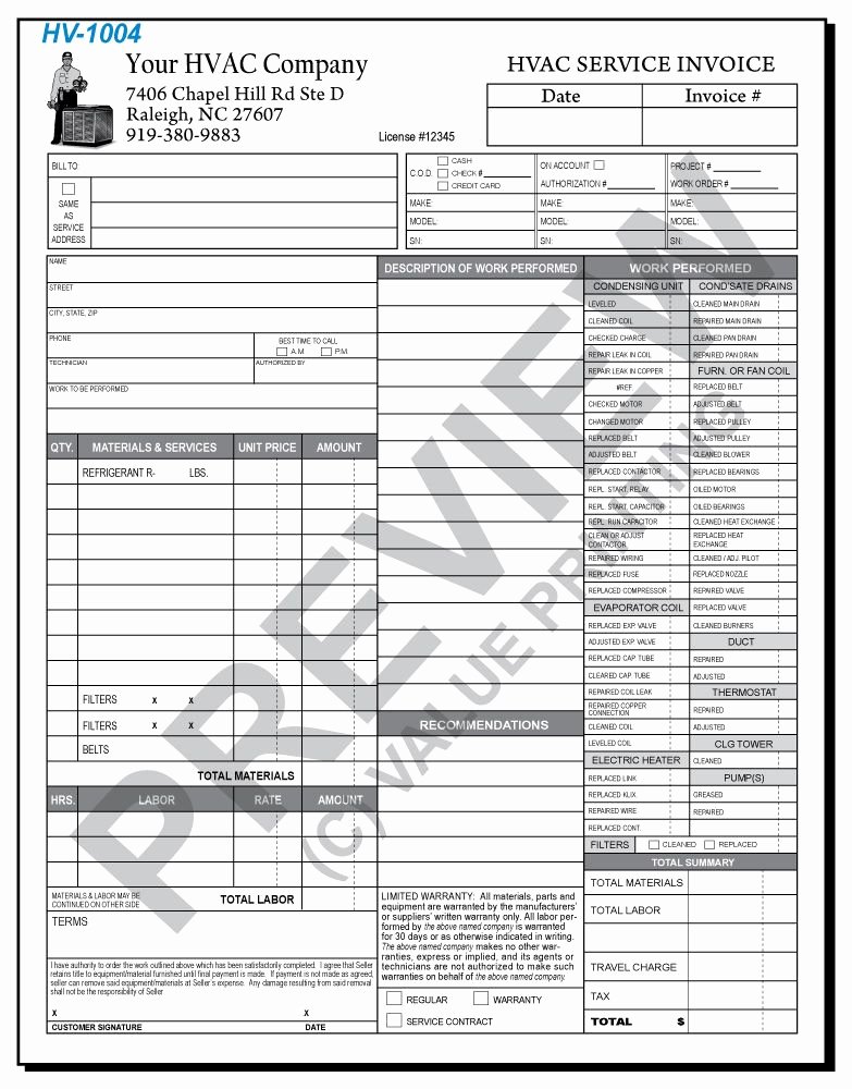 Time and Materials Template Awesome Hv 1004 Hvac Time &amp; Materials Work order Invoice 2
