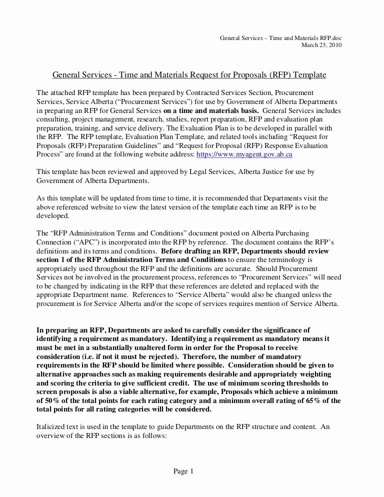 Time and Materials Template Unique General Services Time and Materials Rfp Template