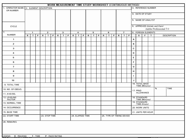 Time and Motion Study Template Excel Fresh Time Study Template