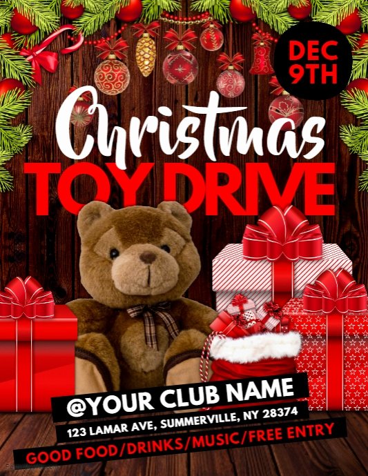 Toy Drive Flyer Template Fresh Christmas toy Drive Flyer Template