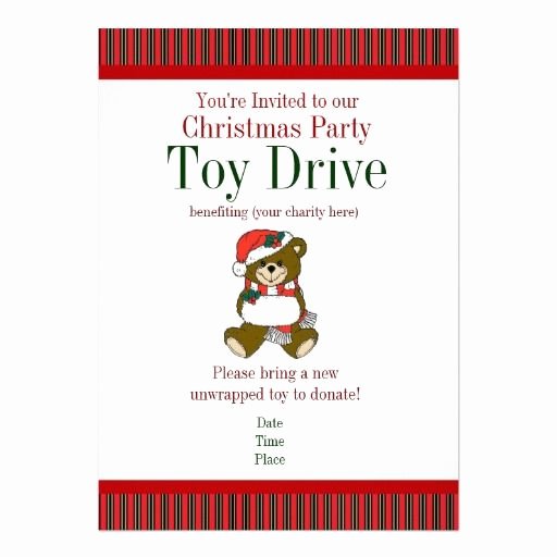 Toy Drive Flyer Template Inspirational Christmas Party Holiday toy Drive Invitations