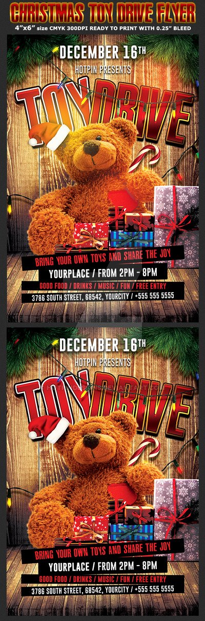 Toy Drive Flyer Template Unique Christmas toy Drive Flyer Template by Hotpindesigns On