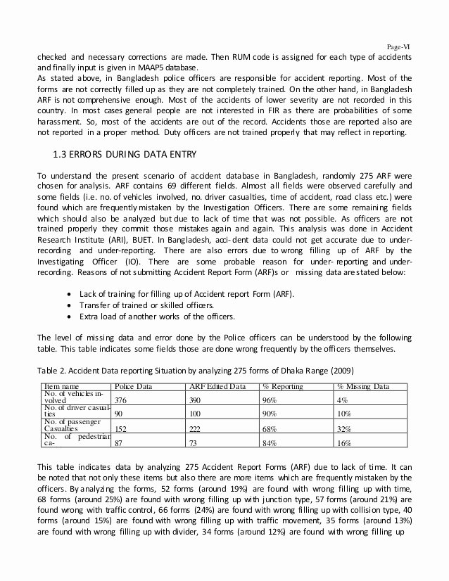 Traffic Accident form Elegant Reporting and Recording Of Road Traffic Accidents In Dhaka