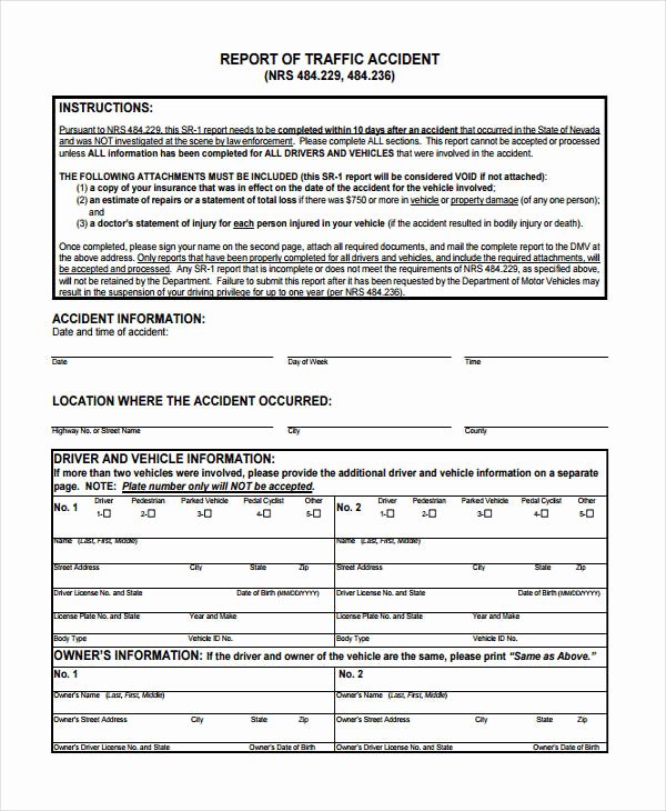 Traffic Accident form Inspirational 28 Sample Accident Report forms