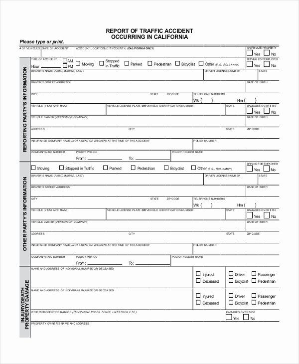 Traffic Accident form Unique Sample Dmv Accident Report form Free Documents In Pdf