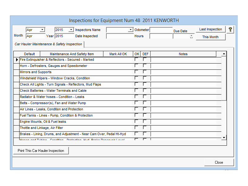 Trailer Inspection form Template Awesome Tatems Fleet Maintenance software Truck Maintenance