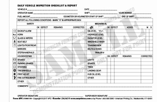 Trailer Inspection form Template Elegant Daily Vehicle Checklist