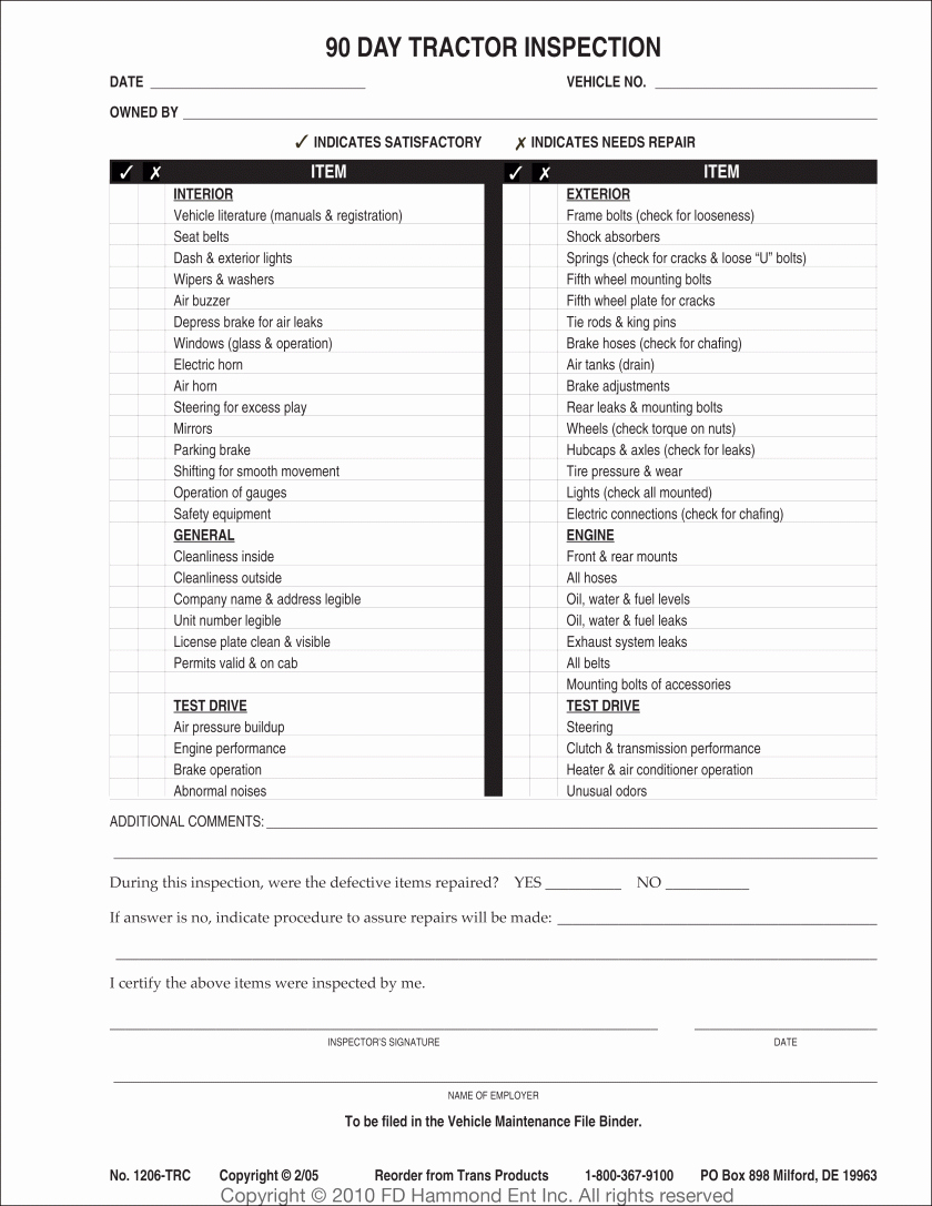 Trailer Inspection form Template Inspirational Report Trailer Inspection forme Preventive Maintenance