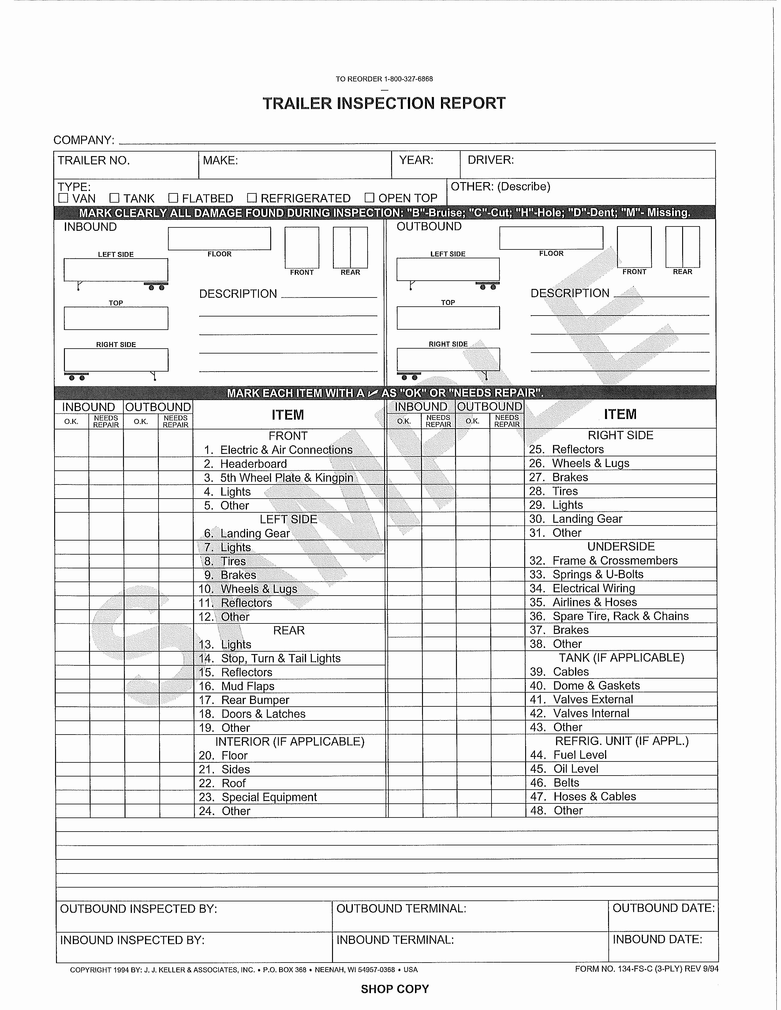 Trailer Inspection form Template New 29 Of Trailer Inspection Checklist Template