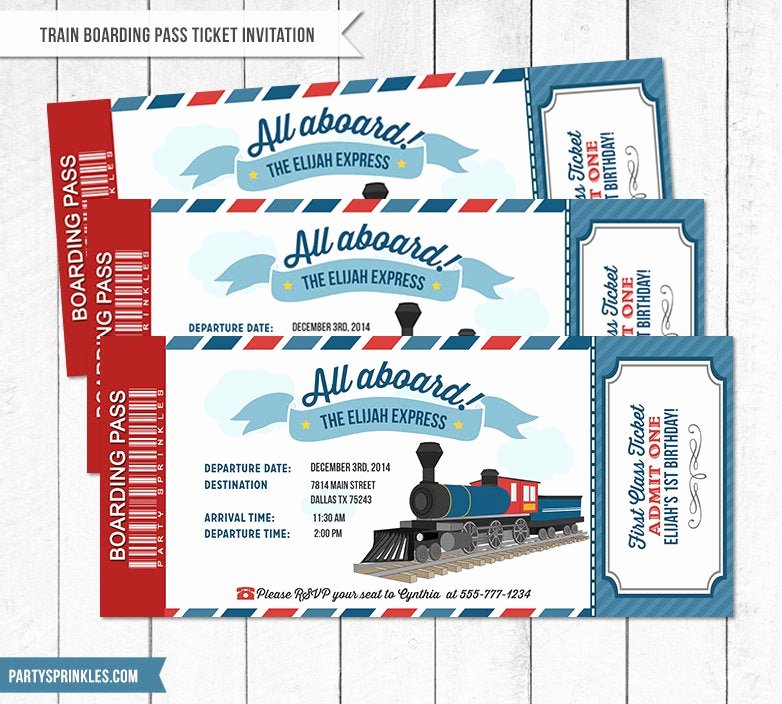 Train Ticket Birthday Invitation Awesome Vintage Train Birthday Party Ticket Boarding Pass Invitation