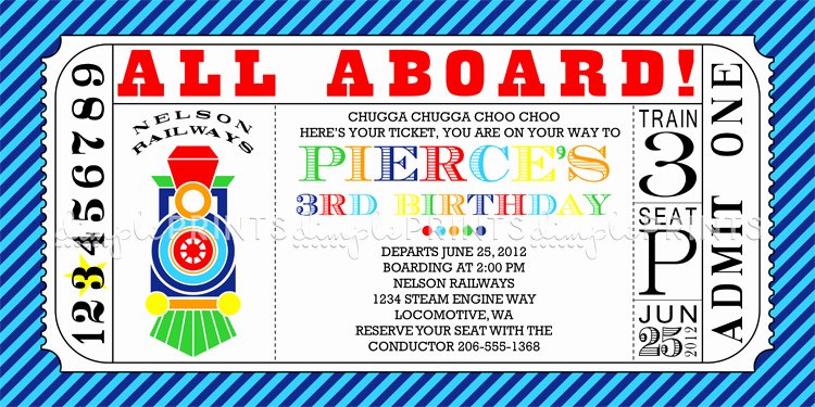 Train Ticket Birthday Invitation Lovely Train Ticket Printable Invitation Dimple Prints Shop