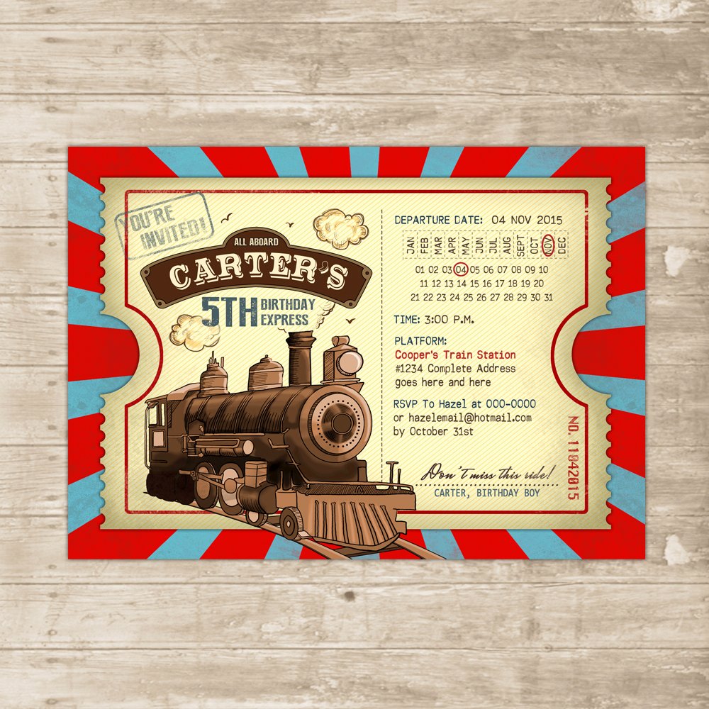 Train Ticket Birthday Invitation Lovely Vintage Train Invitation Steampunk Birthday Invite