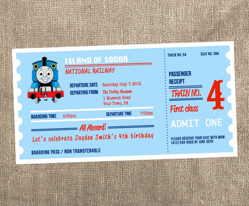 Train Ticket Birthday Invitation Luxury Thomas the Train Ticket Printable Invitation