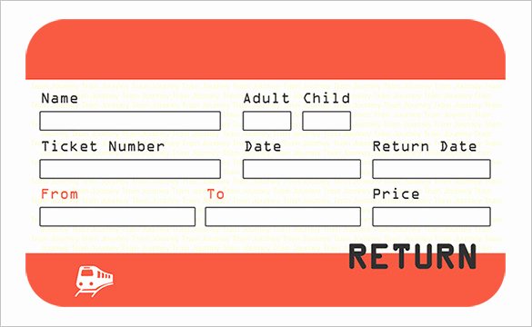 Train Ticket Template Elegant Ticket Template 81 Free Word Excel Pdf Psd Eps