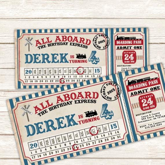 Train Ticket Template Elegant Train Birthday Invitation Train Invitation Train Party