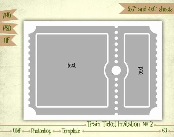 Train Ticket Template Elegant Train Ticket Invitation N2 Digital Collage Sheet Layered