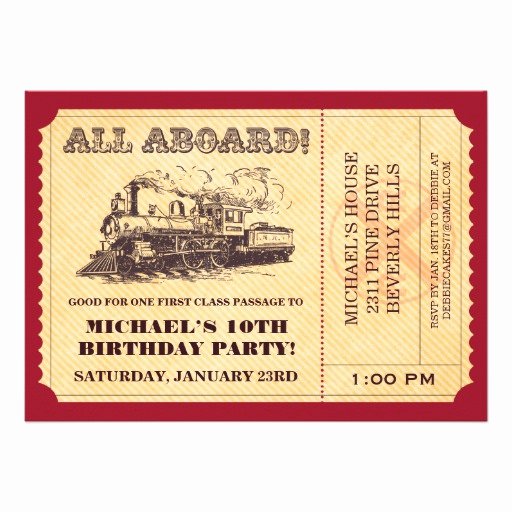 Train Ticket Template Elegant Train Ticket Invitations 5&quot; X 7&quot; Invitation Card