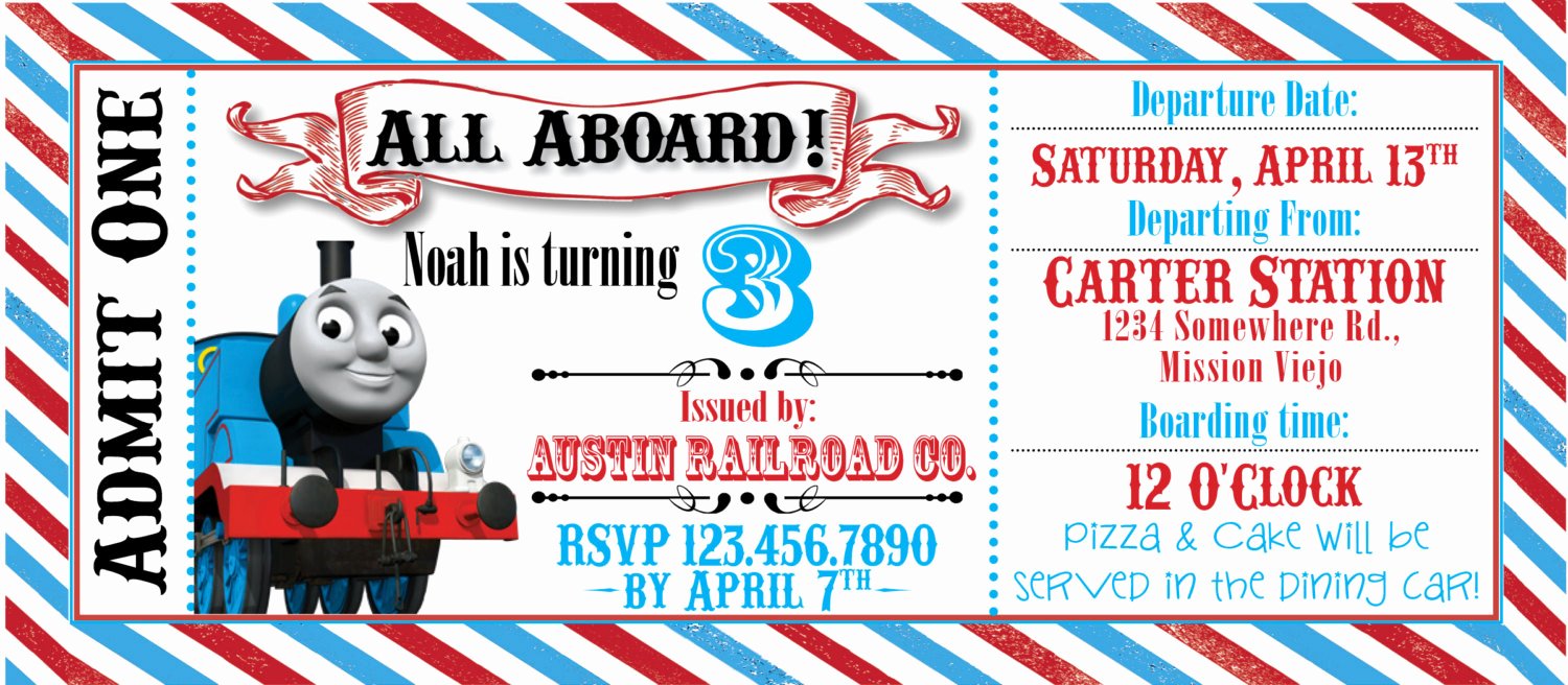 Train Ticket Template Luxury Thomas the Train Ticket Party Invitation by Rawkonversations