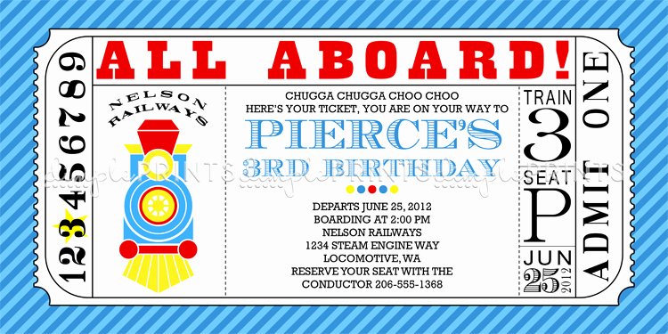 Train Ticket Template Luxury Train Ticket Printable Birthday Invitation Dimple Prints