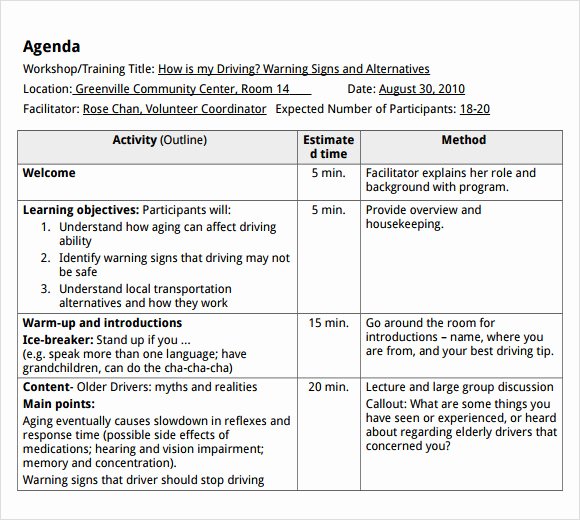 Training Agenda Template In Word Elegant 8 Training Agenda Samples Pdf Word