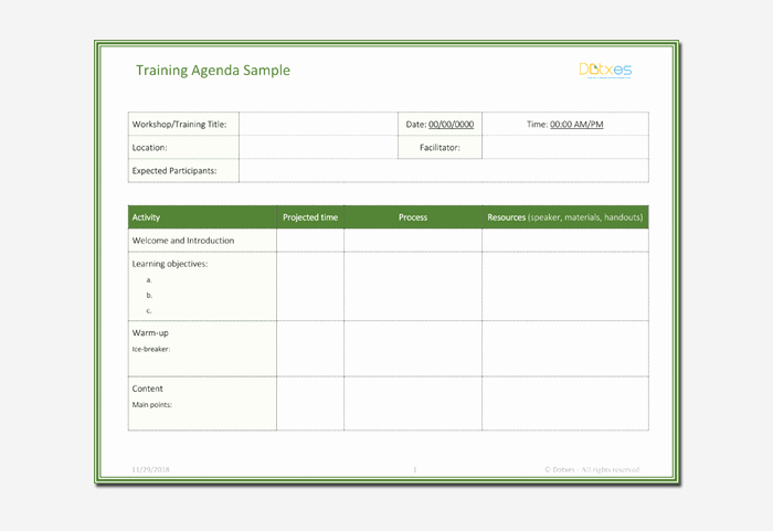 Training Agenda Template In Word Lovely Agenda Outline Template 10 for Word Excel Pdf format