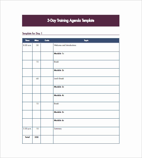 Training Agenda Template In Word Luxury Training Agenda Template – 8 Free Word Excel Pdf format