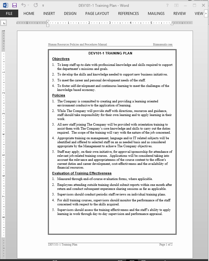 Training and Development Plan Template Beautiful Training Plan Template