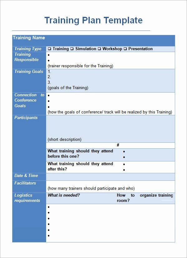 Training and Development Plan Template New Training Plan Template