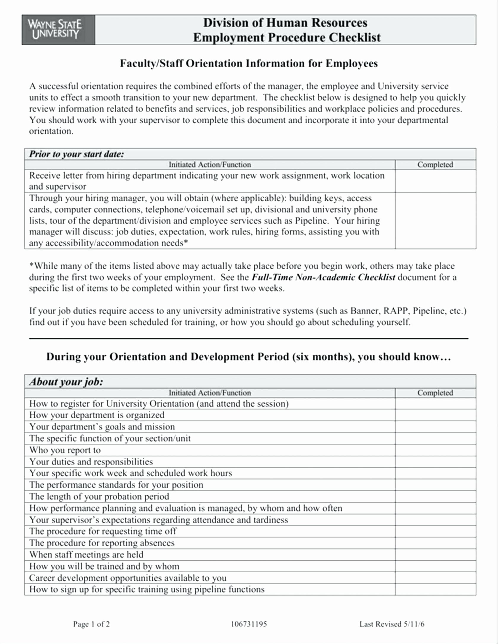 Training Checklist Template Excel Beautiful New Employee Training Checklist