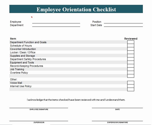 Training Checklist Template Excel Inspirational New Employee orientation Checklist Template Excel and Word