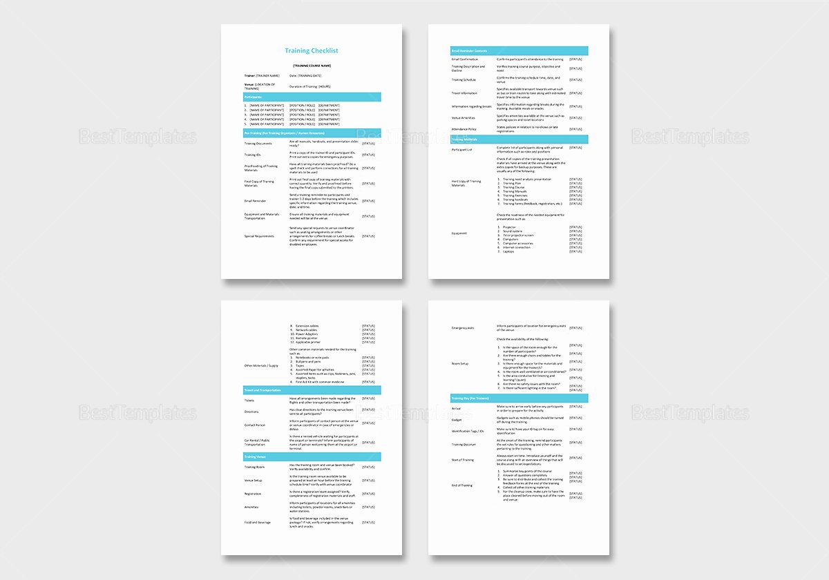 Training Checklist Template Excel Inspirational Training Checklist Template In Word Excel Apple Pages