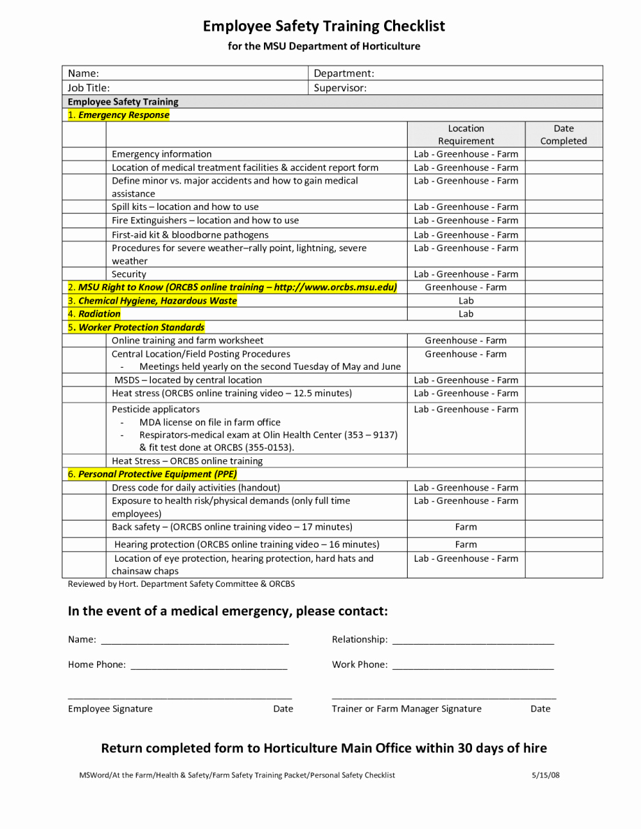Training Checklist Template Excel New New Employee Checklist Templates Letter Examples