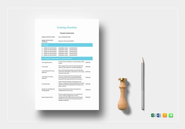 Training Checklist Template Excel New Training Checklist Template 19 Free Word Excel Pdf