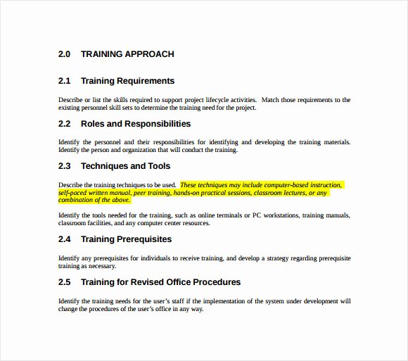 Training Development Plan Template Lovely Sample Training Plan 12 Example format