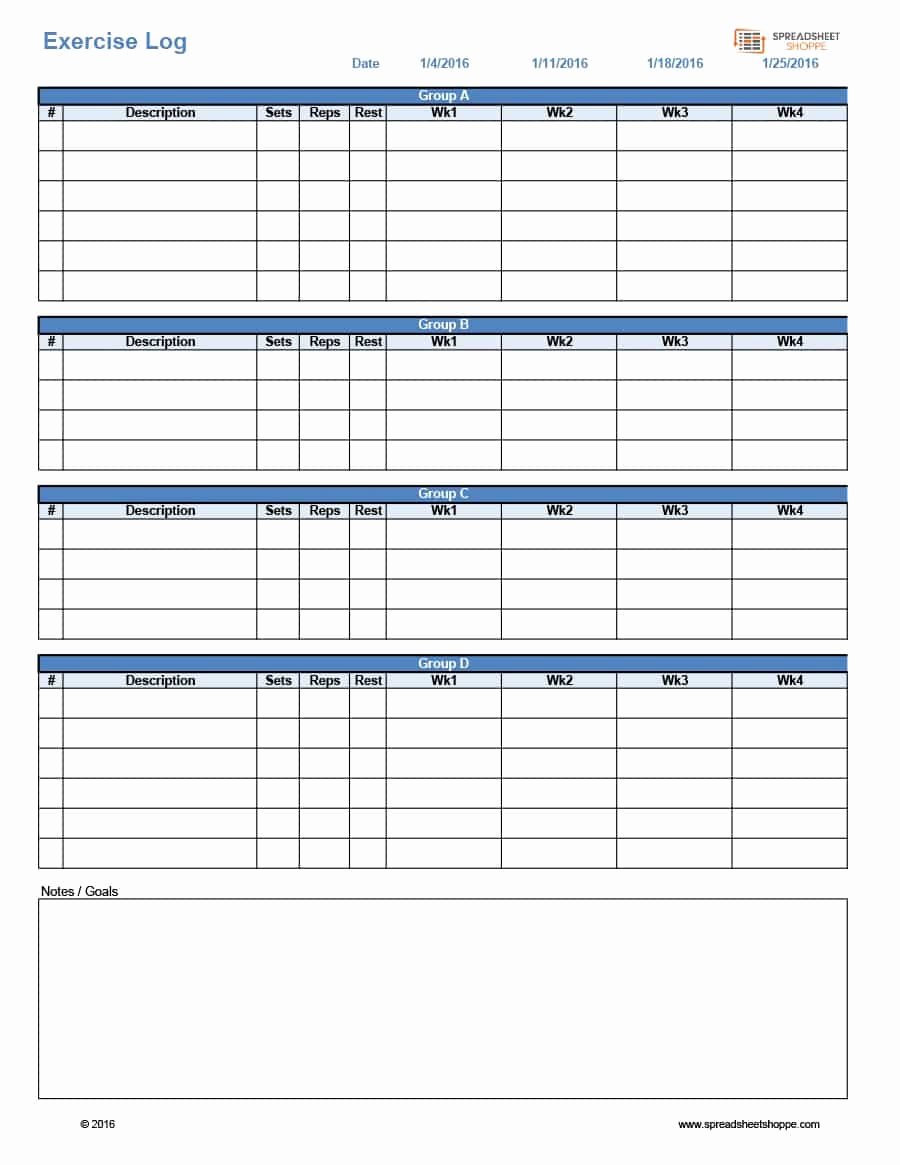 Training Log Template Beautiful 40 Effective Workout Log &amp; Calendar Templates Template Lab