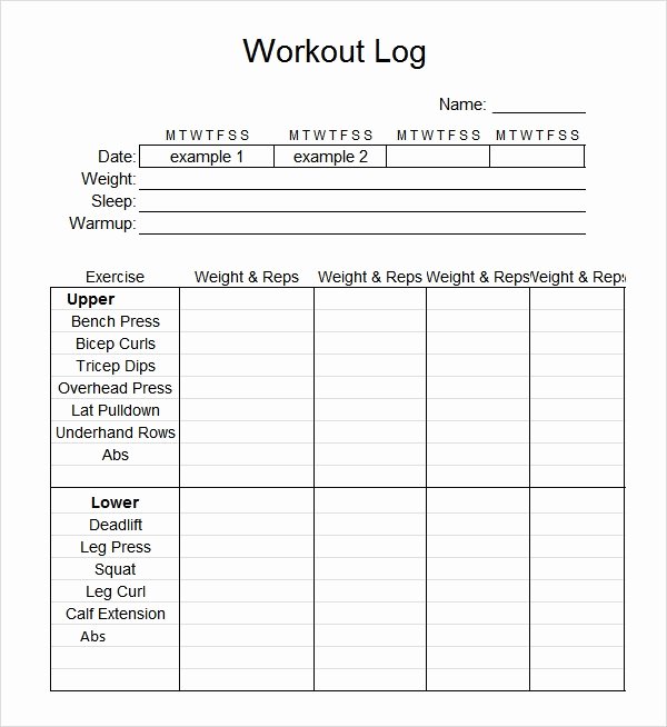 Training Log Template Beautiful Sample Workout Log Template 8 Download In Word Pdf Psd