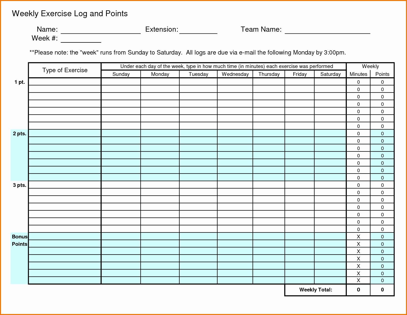 Training Log Template Elegant 11 Weekly Workout Log Examples Pdf