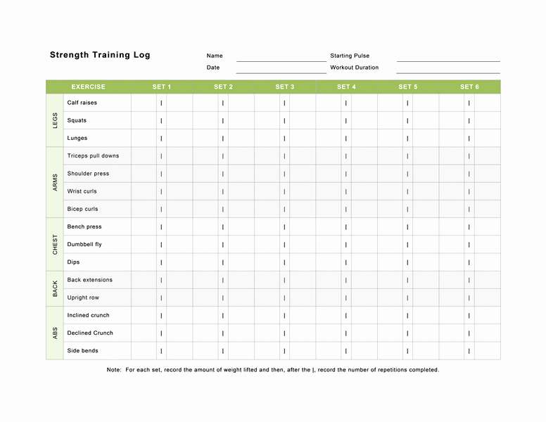 Training Log Template Elegant Health and Fitness Fice