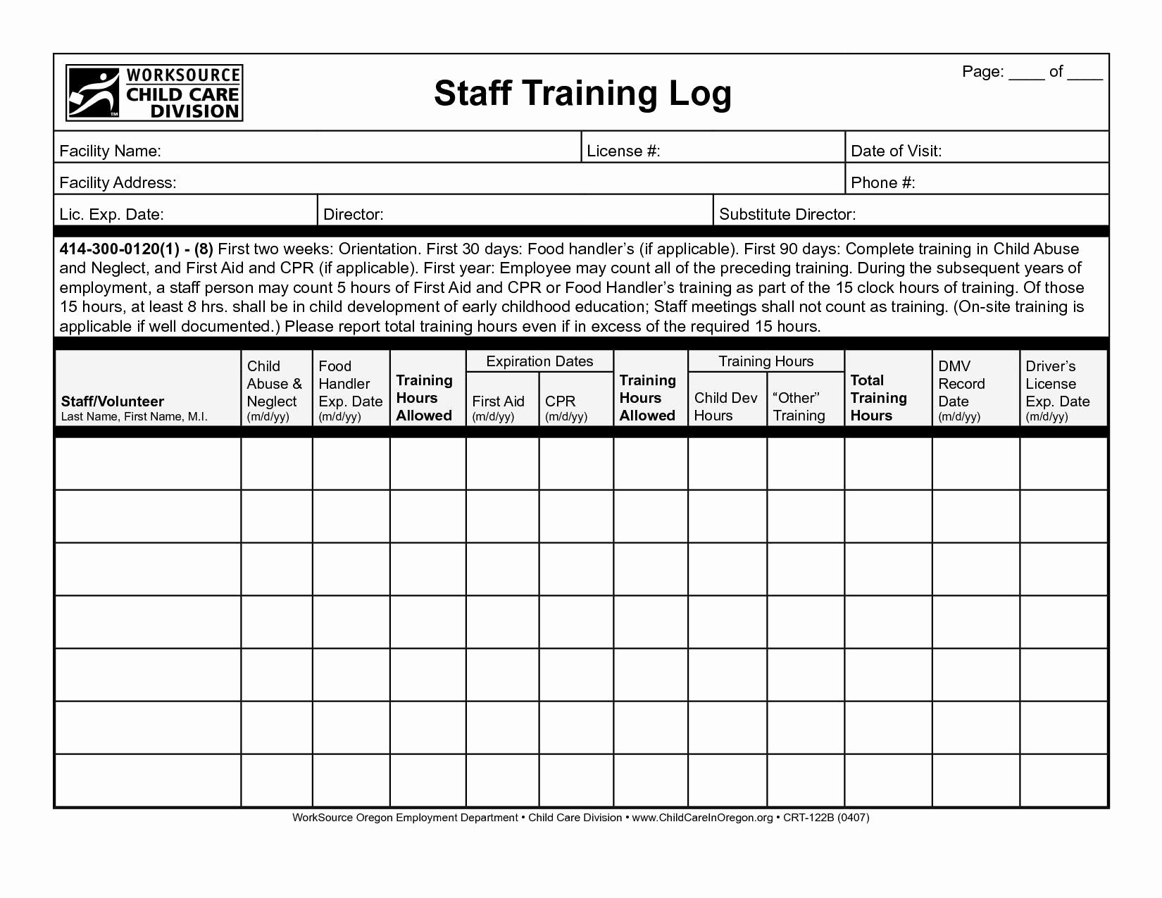 Training Log Template Inspirational Employee Training Log Template – Employee