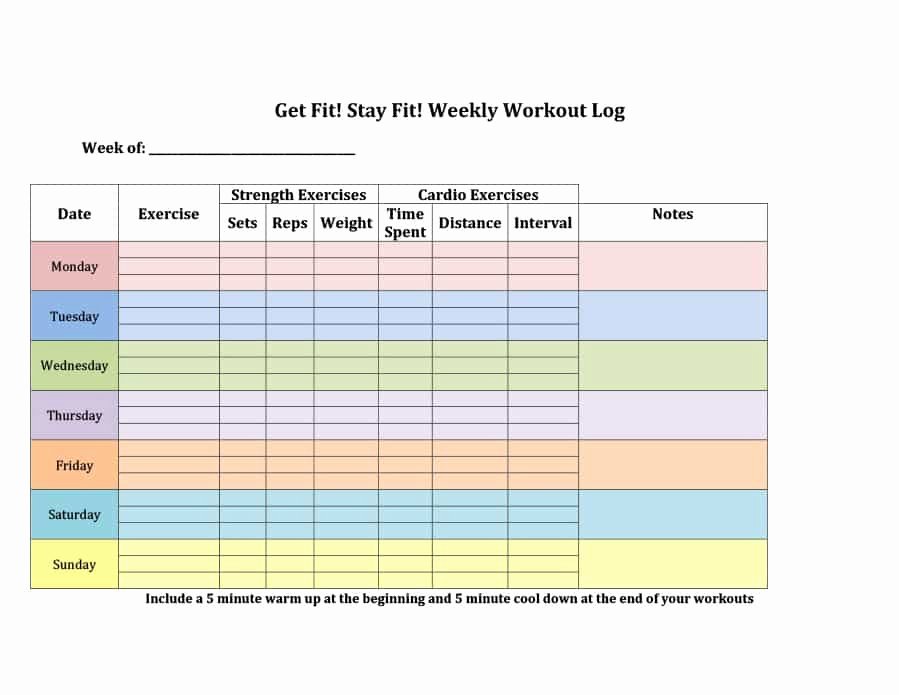 Training Log Template Lovely 40 Effective Workout Log &amp; Calendar Templates Template Lab