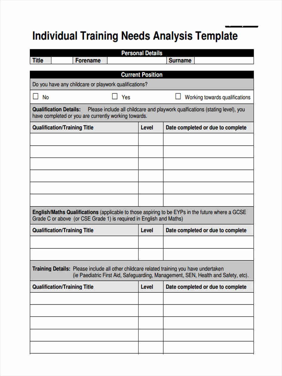 Training Needs Survey Best Of Training Needs assessment forms 5 Free Documents In Word