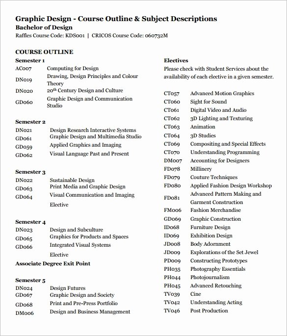 Training Outline Template Word Beautiful 7 Course Outline Template Doc Pdf