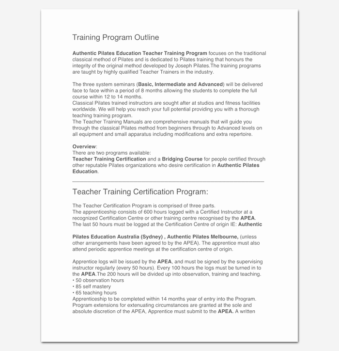 Training Outline Template Word Luxury Training Program Outline Template 19 for Word &amp; Pdf