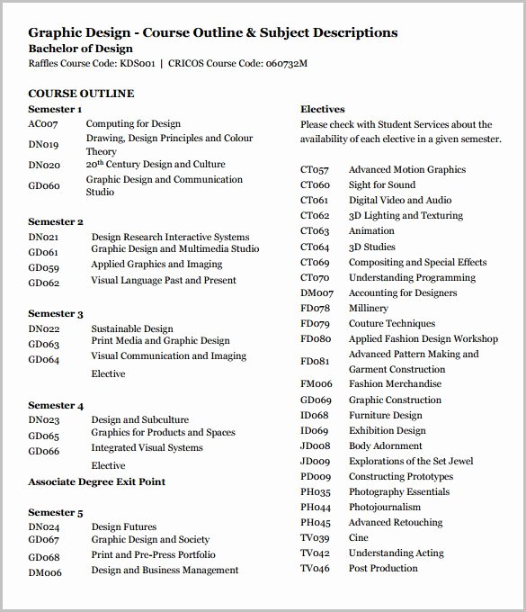 Training Outline Template Word Unique Training Course Outline Template 11 Free Sample