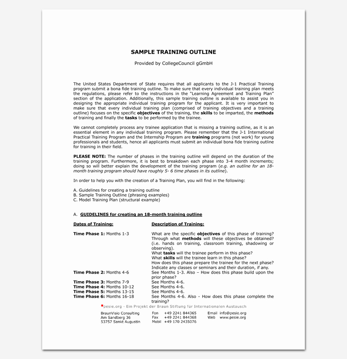 Training Outline Template Word Unique Training Program Outline Template 19 for Word &amp; Pdf