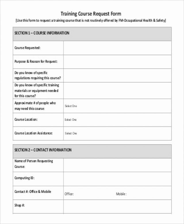 Training Request form Template Elegant Training Request form