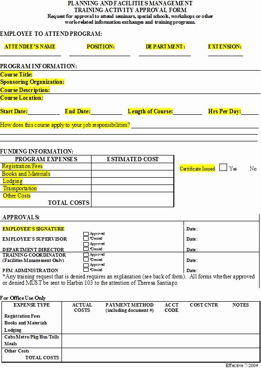 Training Request form Template Fresh Training Planning &amp; Facilities Management
