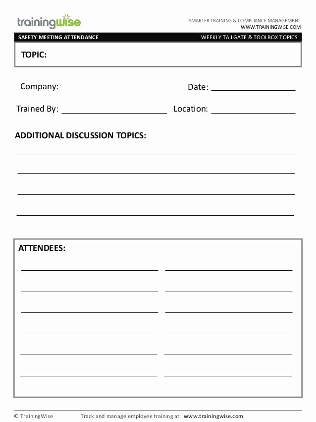 Training Request form Template Inspirational Safety Meeting form Free by Trainingwise