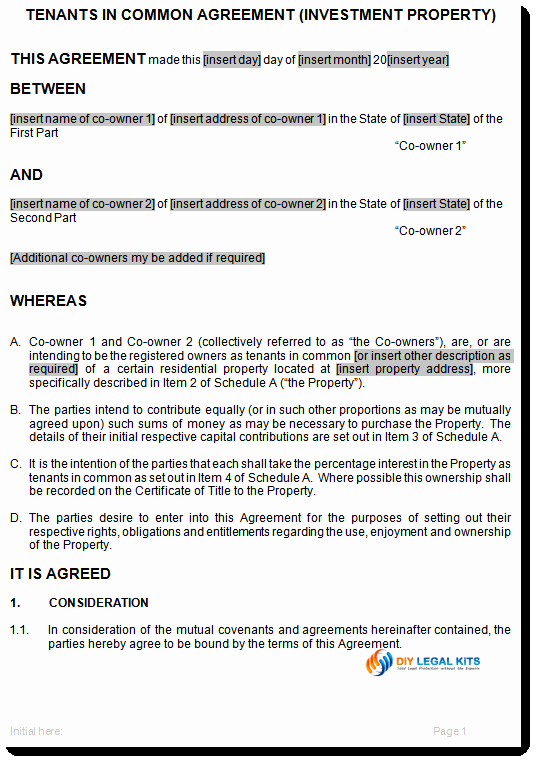 Transfer Of Business Ownership Agreement Template Best Of Tenants In Mon Agreement Template to Manage Joint Ownership